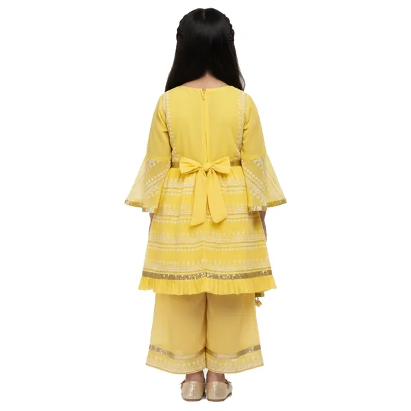 Yellow_Printed_Kids_Georgette_Ethnic_Set_Lightweight_Festive_Traditional_Wear