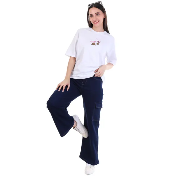 Dark_Blue_Denim_Baggy_Fit_Cargo_Jeans_For_Women