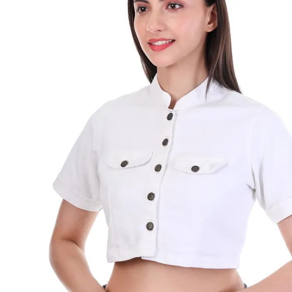 Women's_White_Denim_Crop_Top_Stretchable_Half_Sleeve_Shirt_Neck_Casual_Party_Wear