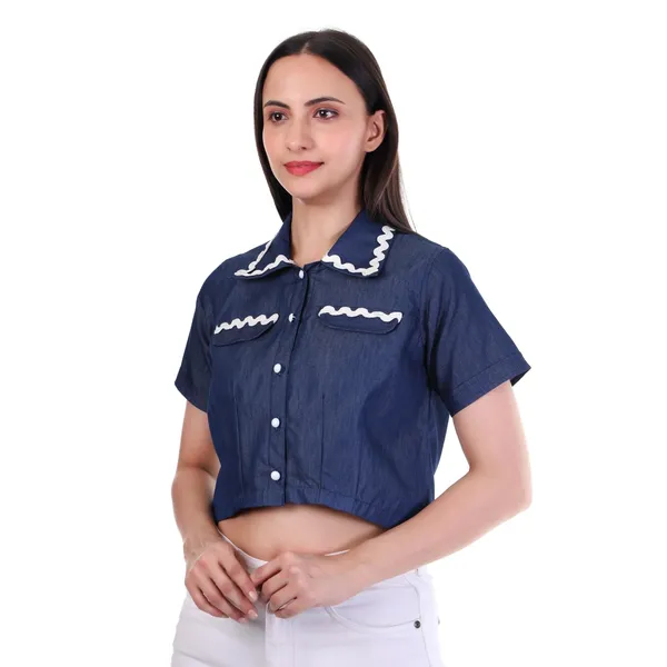 White_Denim_Flap_Pocket_Crop_Top_For_Women