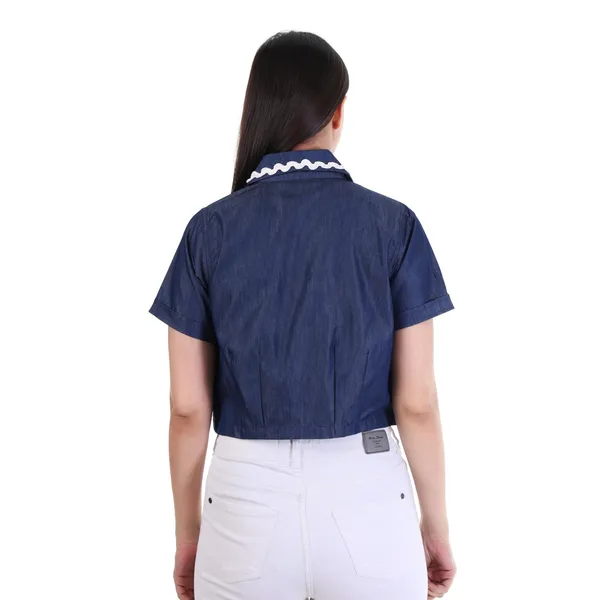 White_Denim_Flap_Pocket_Crop_Top_For_Women