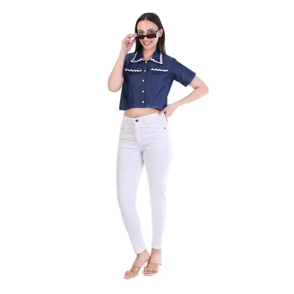 White_Denim_Flap_Pocket_Crop_Top_For_Women