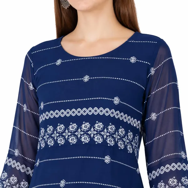 Blue_Georgette_Short_Kurti_For_Women
