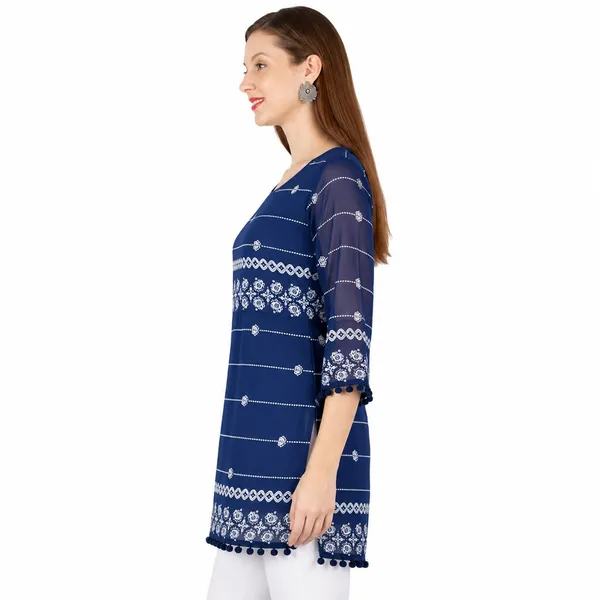 Blue_Georgette_Short_Kurti_For_Women