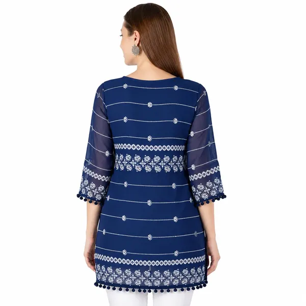 Blue_Georgette_Short_Kurti_For_Women