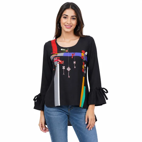 Black_Rayon_Comfort_Fit_Tunic_Top_For_Women