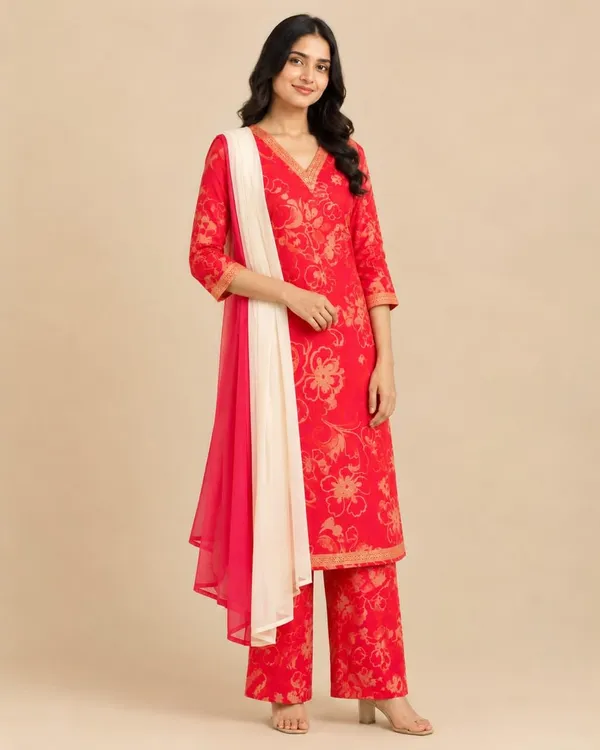 Women's_Red_Printed_Cotton_Kurta_Pant_Set_With_Dupatta_Festive_Ethnic_Wear
