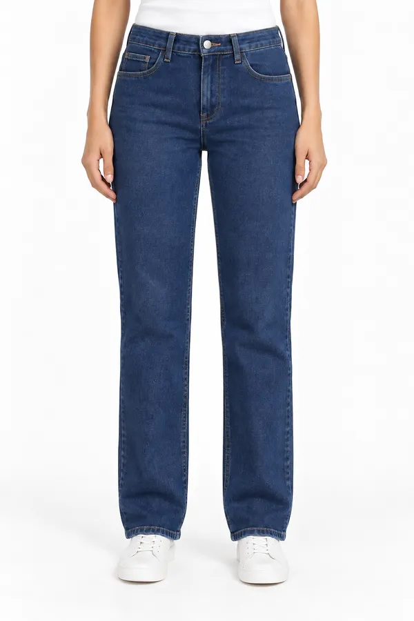 Dark_Blue_Non-Stretch_Straight_Fit_Denim_Jeans_for_Women