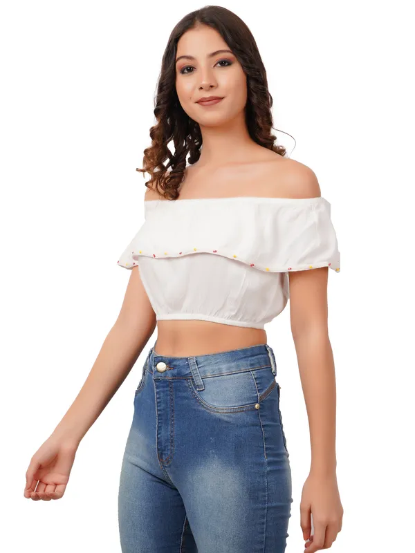 Women's_White_Off-Shoulder_Ruffle_Rayon_Crop_Top