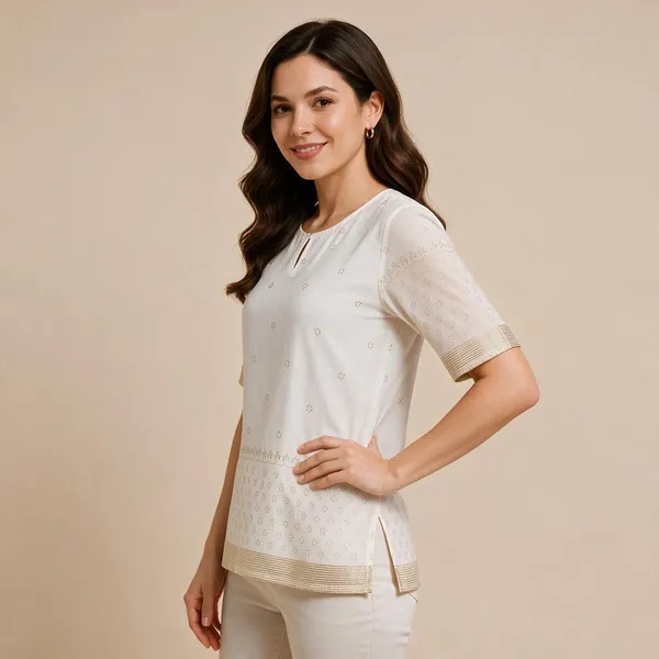 White_Georgette_Printed_Flared_Top_For_Women