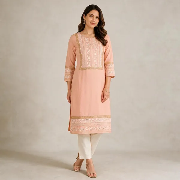 Peach_Georgette_Regular_Fit_Kurti_For_Women