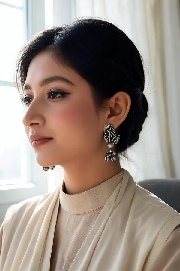 Silver_Steel_Oxidised_Leaf_Jhumka_Earrings_For_Women_Pack_Of_2