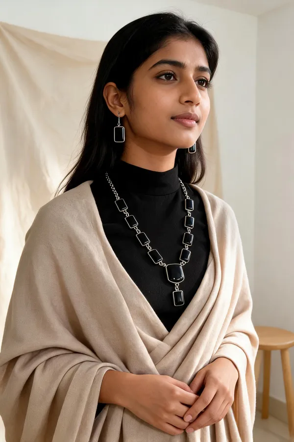 Black_Steel_Stone_Studded_Necklace_And_Earrings_Set_For_Women