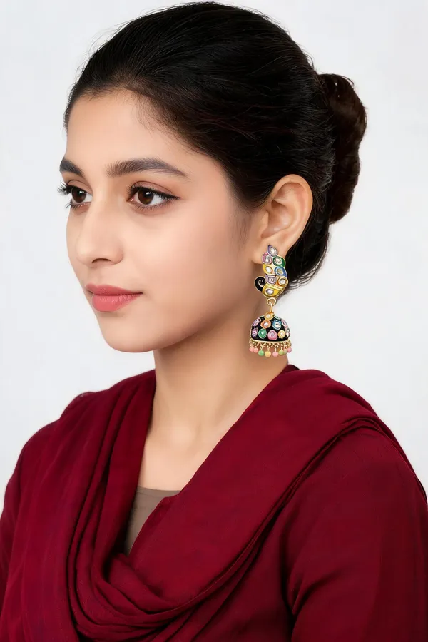 Multi_Steel_Peacock_Jhumka_Earrings_For_Women_Pack_Of_3