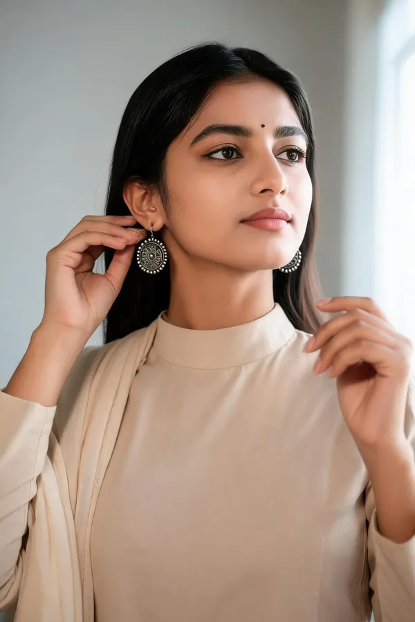 Silver_Steel_Oxidised_Round_Drop_Earrings_For_Women_Pack_Of_3
