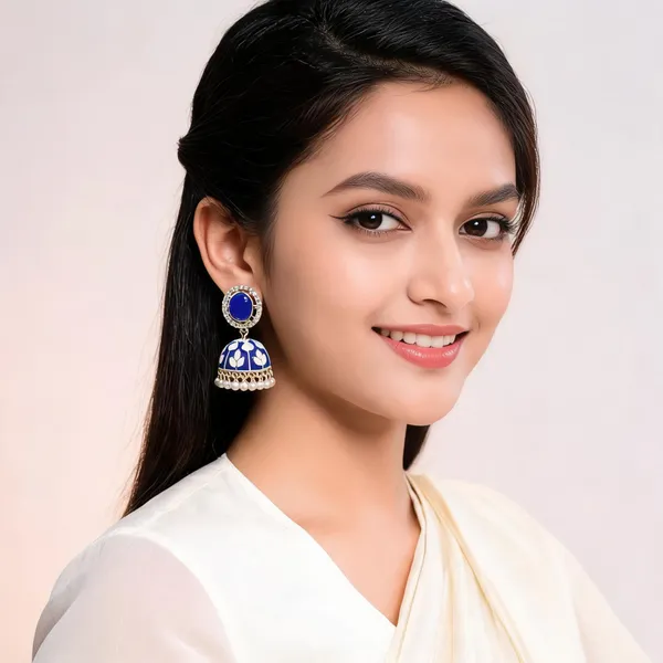 Blue_Steel_Enamel_Jhumka_Earrings_For_Women_Pack_Of_3