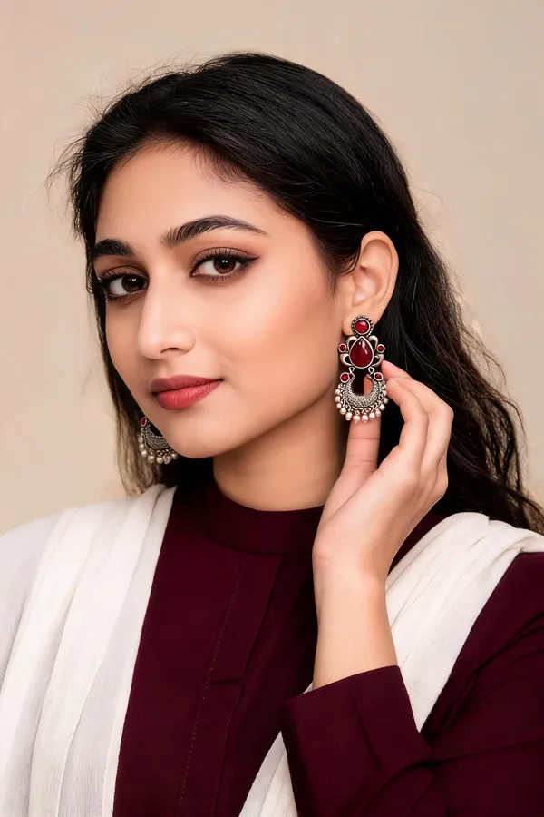 Silver_Steel_Red_Stone_Chandbali_Earrings_For_Women_Pack_Of_3