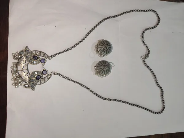 Silver_Steel_Oxidised_Necklace_Set_For_Women