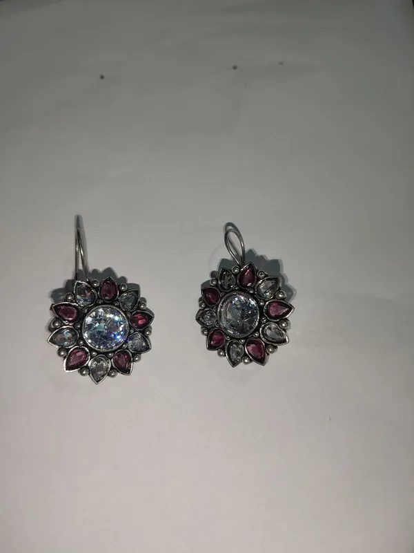 Silver_Steel_Floral_Drop_Earrings_For_Women_Pack_Of_4