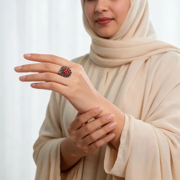 Silver_Steel_Red_Stone_Statement_Ring_For_Women_Pack_Of_4