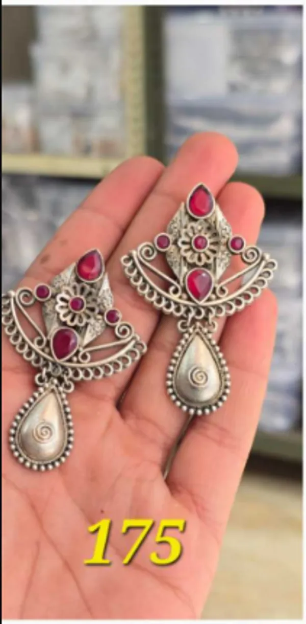 Silver_Steel_Oxidised_Floral_Filigree_Drop_Earrings_For_Women_Pack_Of_3