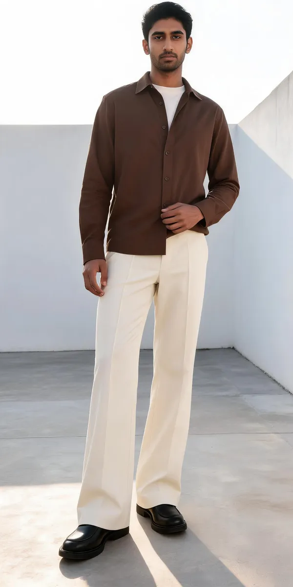 Black_And_Cream_Linen_Relaxed_Drawstring_Trousers_For_Men_Pack_of_2