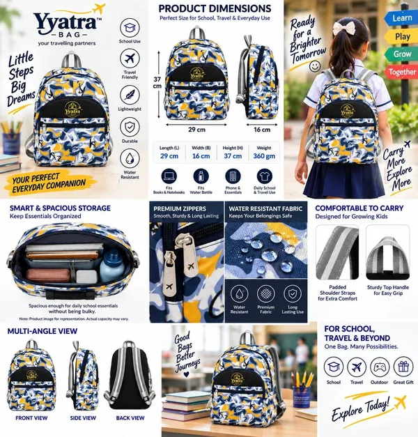 School_Kids_Bag_Blue_Camouflage_Backpack_For_School_Printed_Casual_Daypack_With_Multiple_Zipper_Compartments_Black_Front_Pocket_Adjustable_Padded_Shoulder_Straps_Lightweight_Bag_For_Boys_Girls