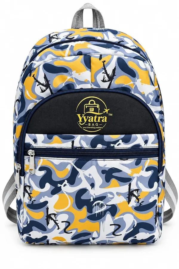 School_Kids_Bag_Blue_Camouflage_Backpack_For_School_Printed_Casual_Daypack_With_Multiple_Zipper_Compartments_Black_Front_Pocket_Adjustable_Padded_Shoulder_Straps_Lightweight_Bag_For_Boys_Girls