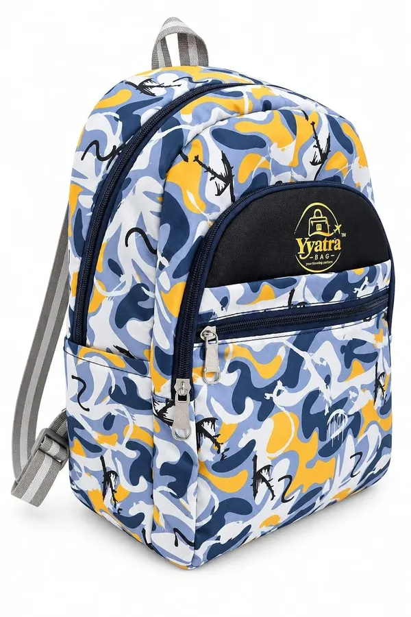 School_Kids_Bag_Blue_Camouflage_Backpack_For_School_Printed_Casual_Daypack_With_Multiple_Zipper_Compartments_Black_Front_Pocket_Adjustable_Padded_Shoulder_Straps_Lightweight_Bag_For_Boys_Girls
