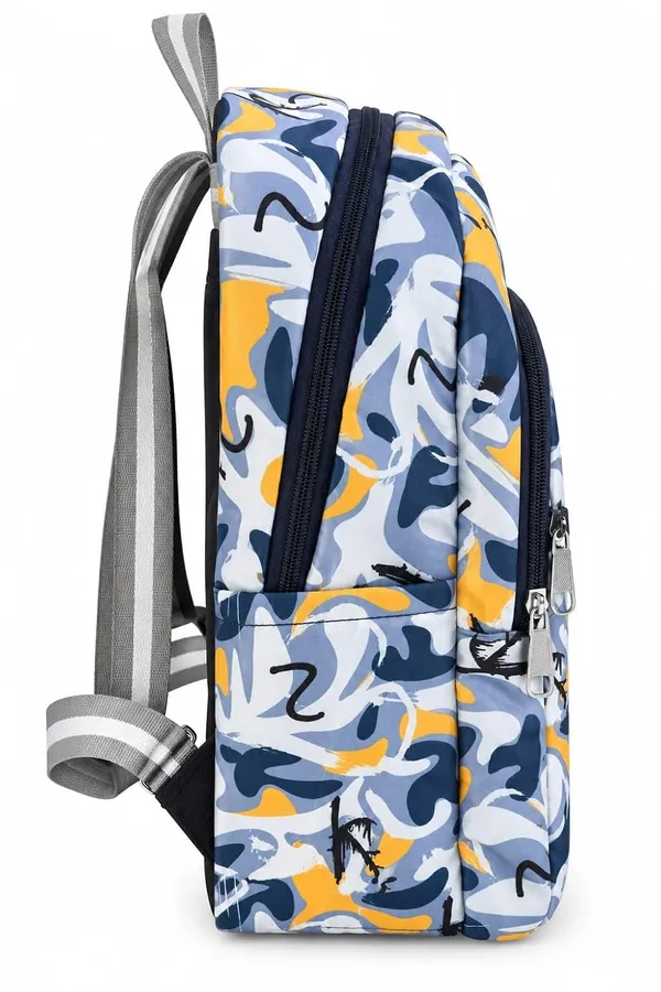 School_Kids_Bag_Blue_Camouflage_Backpack_For_School_Printed_Casual_Daypack_With_Multiple_Zipper_Compartments_Black_Front_Pocket_Adjustable_Padded_Shoulder_Straps_Lightweight_Bag_For_Boys_Girls