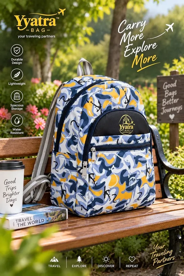 School_Kids_Bag_Blue_Camouflage_Backpack_For_School_Printed_Casual_Daypack_With_Multiple_Zipper_Compartments_Black_Front_Pocket_Adjustable_Padded_Shoulder_Straps_Lightweight_Bag_For_Boys_Girls