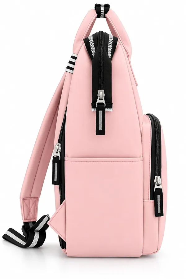 Baby_Bags_For_Mothers_Soft_Fabric_Front_Zip_Pocket_Pink_Color