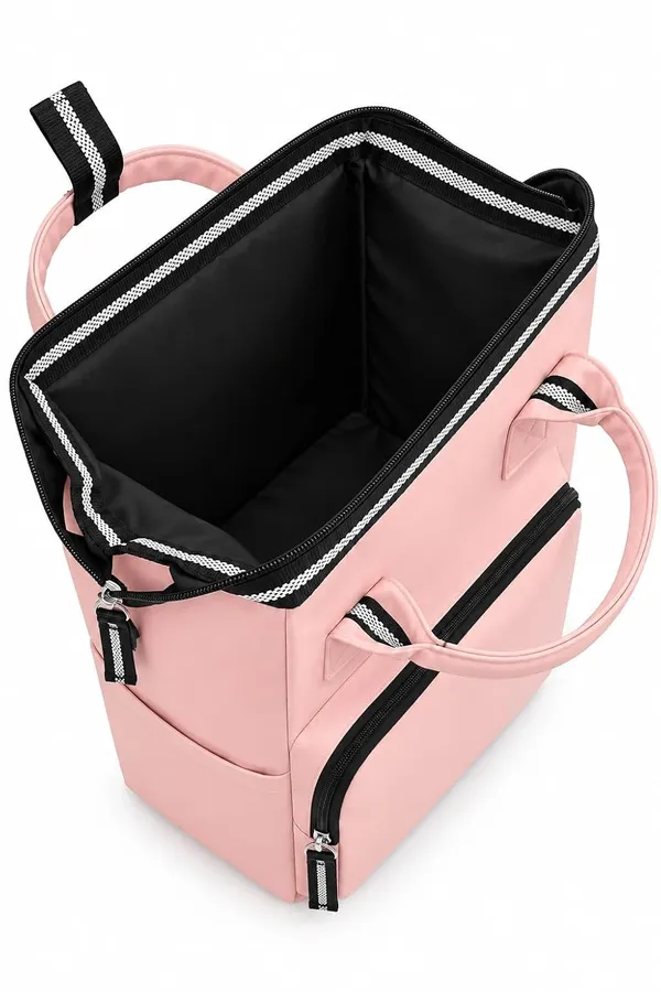 Baby_Bags_For_Mothers_Soft_Fabric_Front_Zip_Pocket_Pink_Color