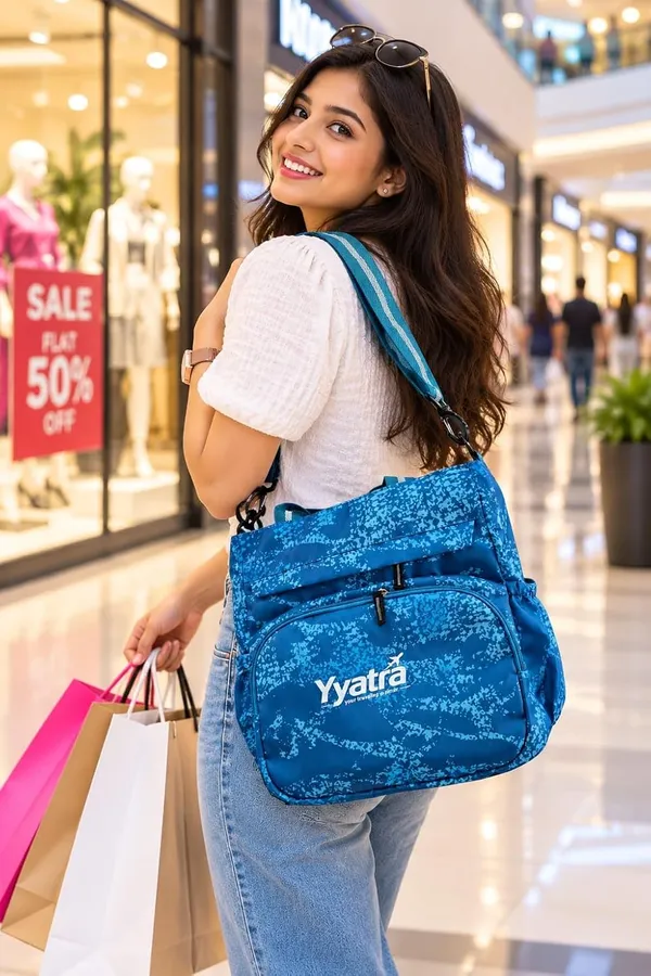 Women_S_Blue_Printed_Tote_Bag_With_Shoulder_Strap_And_Multiple_Pockets