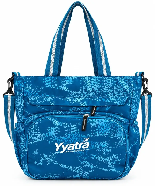 Women_S_Blue_Printed_Tote_Bag_With_Shoulder_Strap_And_Multiple_Pockets