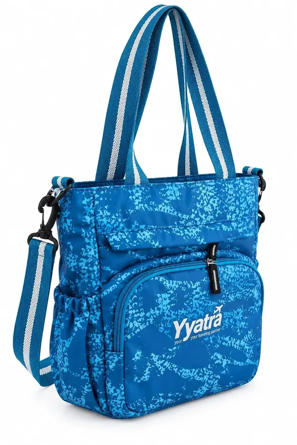 Women_S_Blue_Printed_Tote_Bag_With_Shoulder_Strap_And_Multiple_Pockets