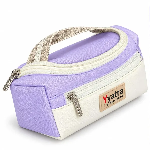 School_Pouch_College_Pencil_Case_Stationery_Storage_Bag_Purple_And_White