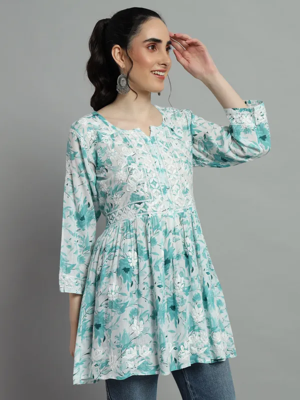 Short_Chikankari_Kurti_For_Womens_Mint_Green