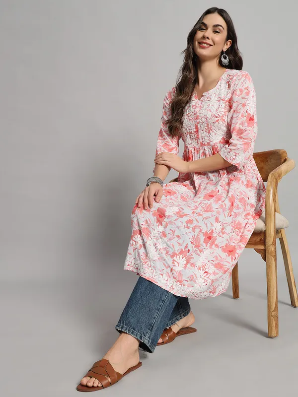 Chikankari_Long_Gown_For_Women_Red