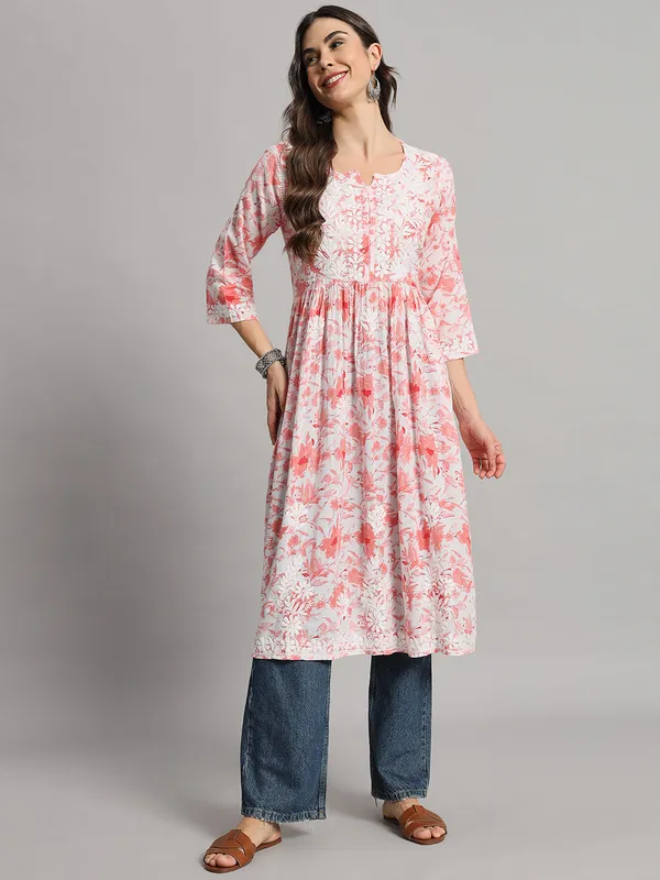 Chikankari_Long_Gown_For_Women_Red