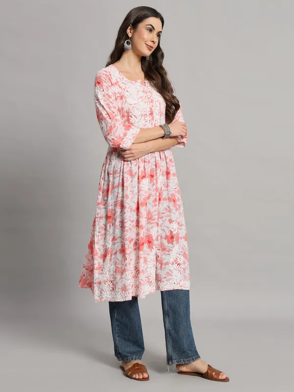 Chikankari_Long_Gown_For_Women_Red