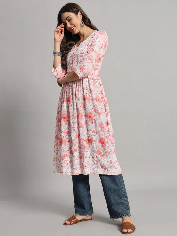 Chikankari_Long_Gown_For_Women_Red