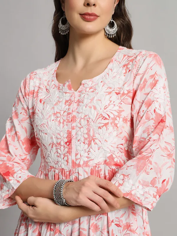 Chikankari_Long_Gown_For_Women_Red