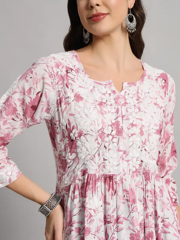 Chikankari_Long_Gown_For_Women_Wine