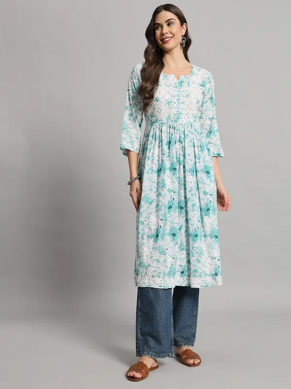 Chikankari_Long_Gown_For_Women_Mint_Green