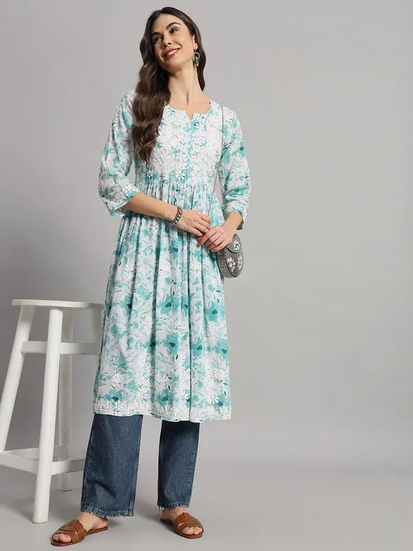 Chikankari_Long_Gown_For_Women_Mint_Green