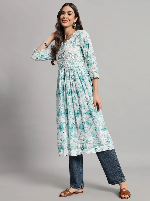 Chikankari_Long_Gown_For_Women_Mint_Green