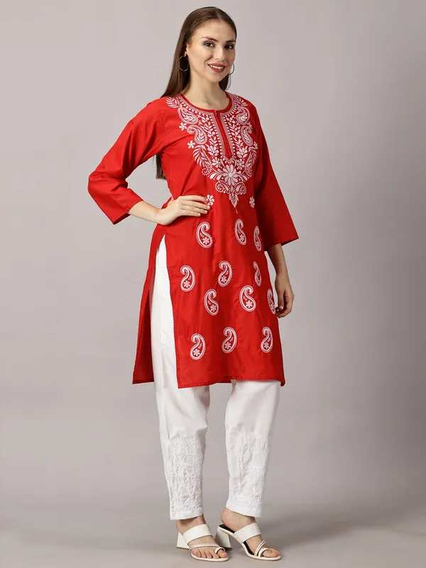 Kurti_For_Womens_Red_Straight_Kurti