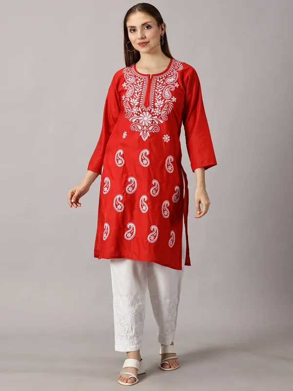 Kurti_For_Womens_Red_Straight_Kurti