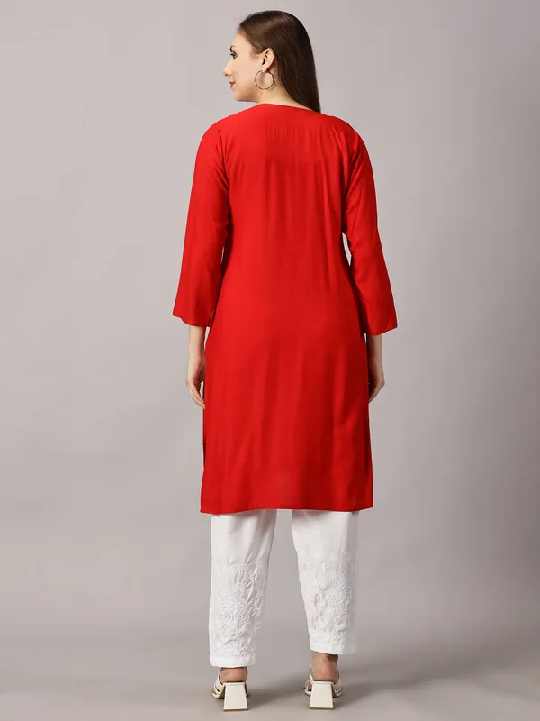 Rayon_Kurta_Sets_Red_Rayon_Cotton